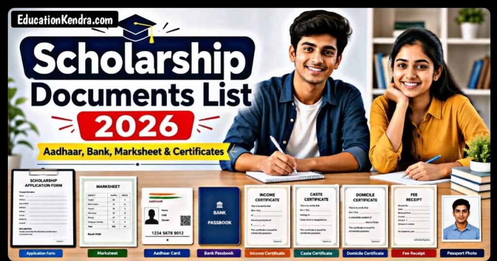 Scholarship Ke Liye Documents List 2026 : पूरी जानकरी